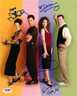 Will & Grace Cast Signed 8x10 Color Photograph with McCormack, Messing, Mullally and Hayes (PSA/DNA)
